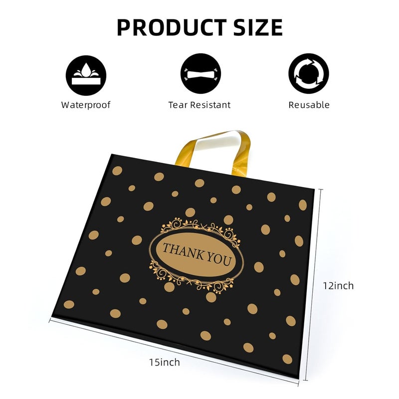 MelonArt Thank You Bags for Small Business, 100 Pack Plastic Shopping Boutique Bags Retail Merchandise Bags Bulk with Handles 12"x15", Reusable Product Bags 3.1Mil for Customers, Party Favor (Black & White) - Image 4